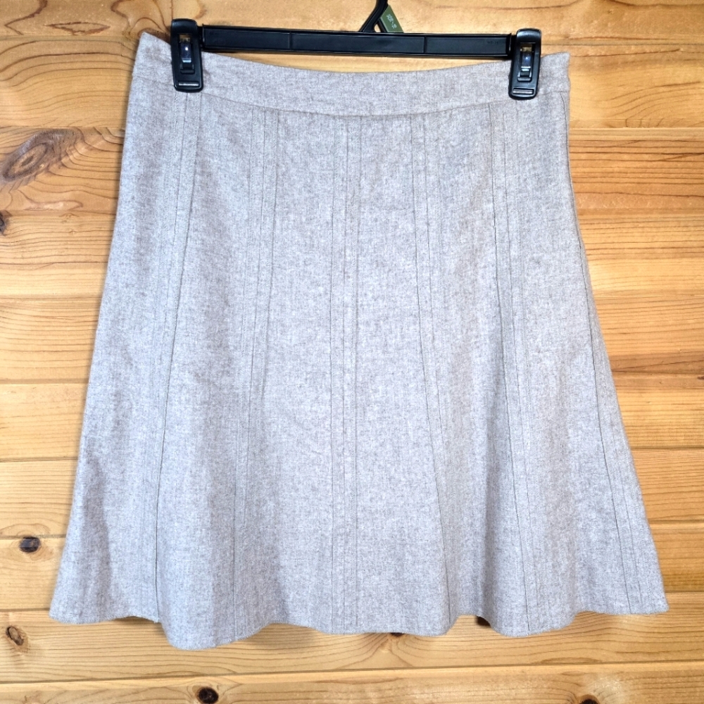 Merona Wool Blend A-Line Skirt Womens 8 Heather Beige Knee Length Classic Office